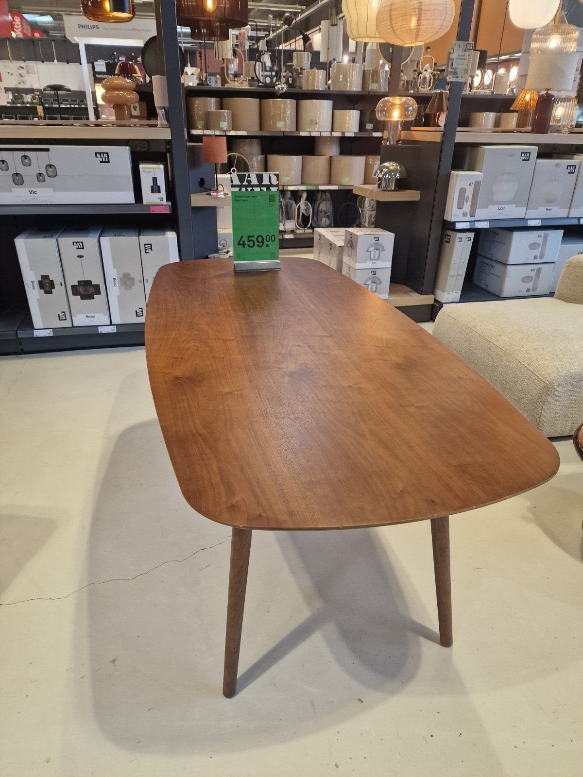 Karwei Deense eettafel walnoot 200 x 90 x 75, Ophalen, Modern, Scandinavisch, Nieuw, 50 tot 100 cm