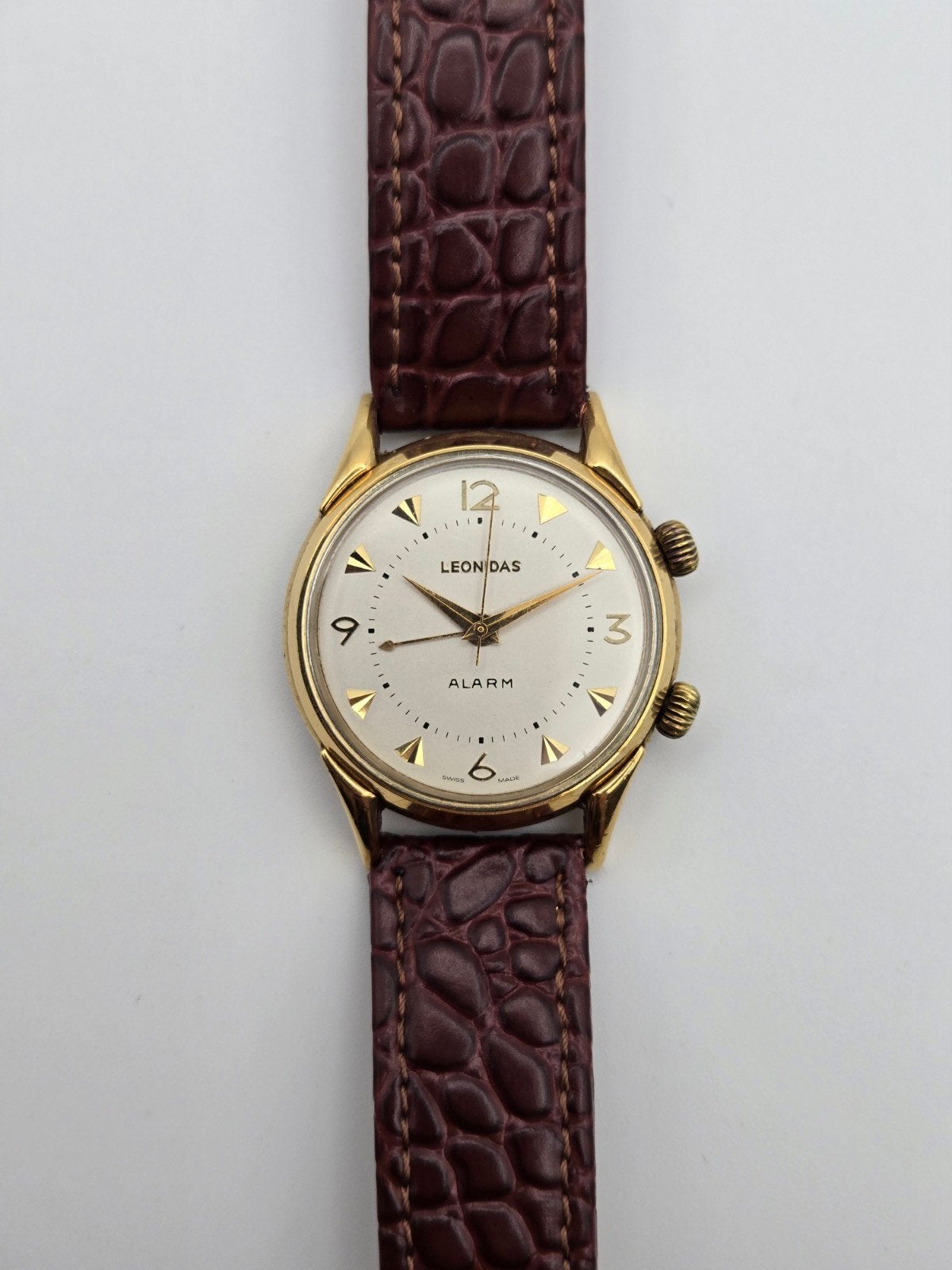 Leonidas Alarm Polshorloge - Verguld, Jaren '60, Sieraden, Tassen en Uiterlijk, Horloges | Antiek, Overige merken, Overige materialen