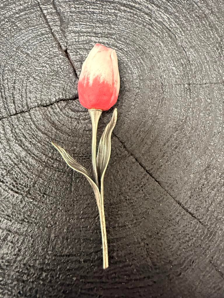 Prachtige Zilveren Miniatuur Tulp - 925 Sterling Zilver, Antiek en Kunst, Verzenden, Zilver