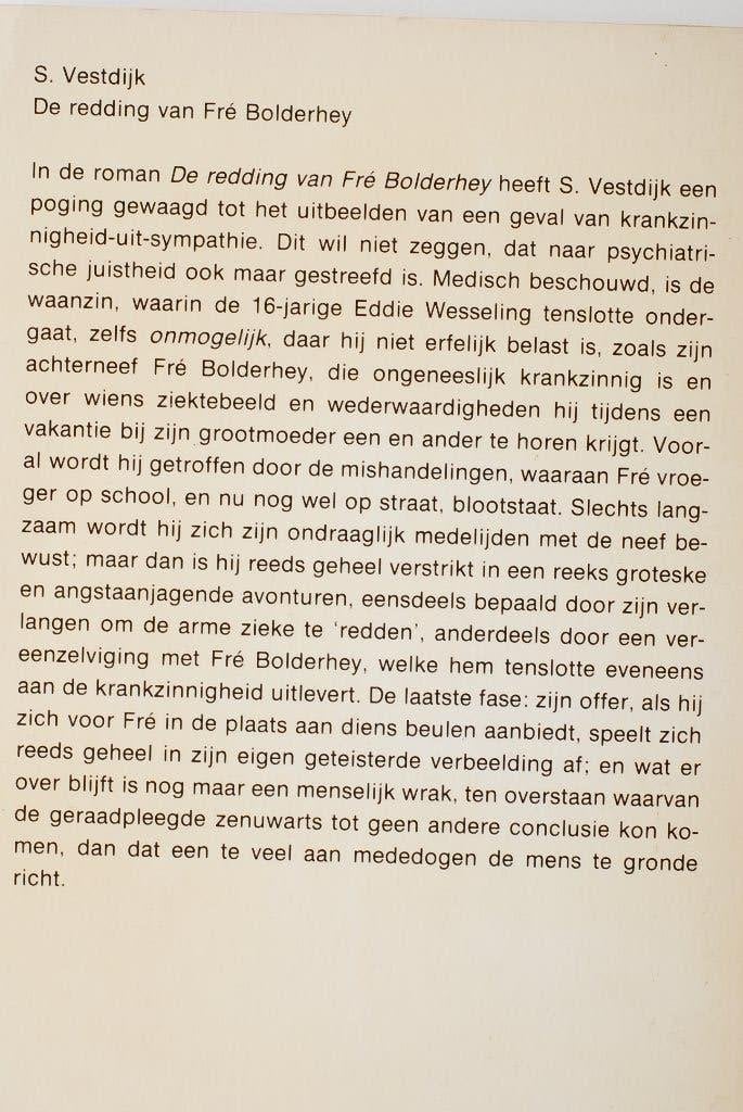 S. Vestdijk: De redding van Fré Bolderhey - Salamander 1983, Boeken, Verzenden, S. Vestdijk, Zo goed als nieuw, Nederland
