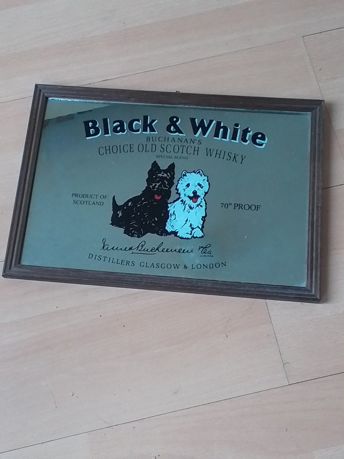 Vintage Reclame spiegel Black& White, Verzamelen, Ophalen of Verzenden, Zo goed als nieuw, Reclamebord