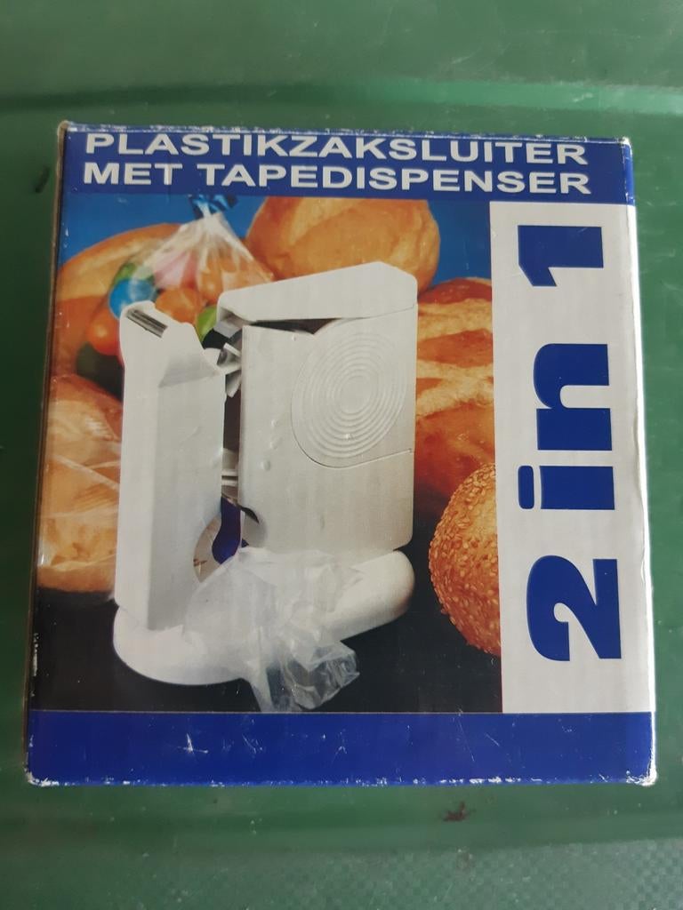 Plastikzaksluiter met tapedispenser 2-in-1, Ophalen of Verzenden, Nieuw