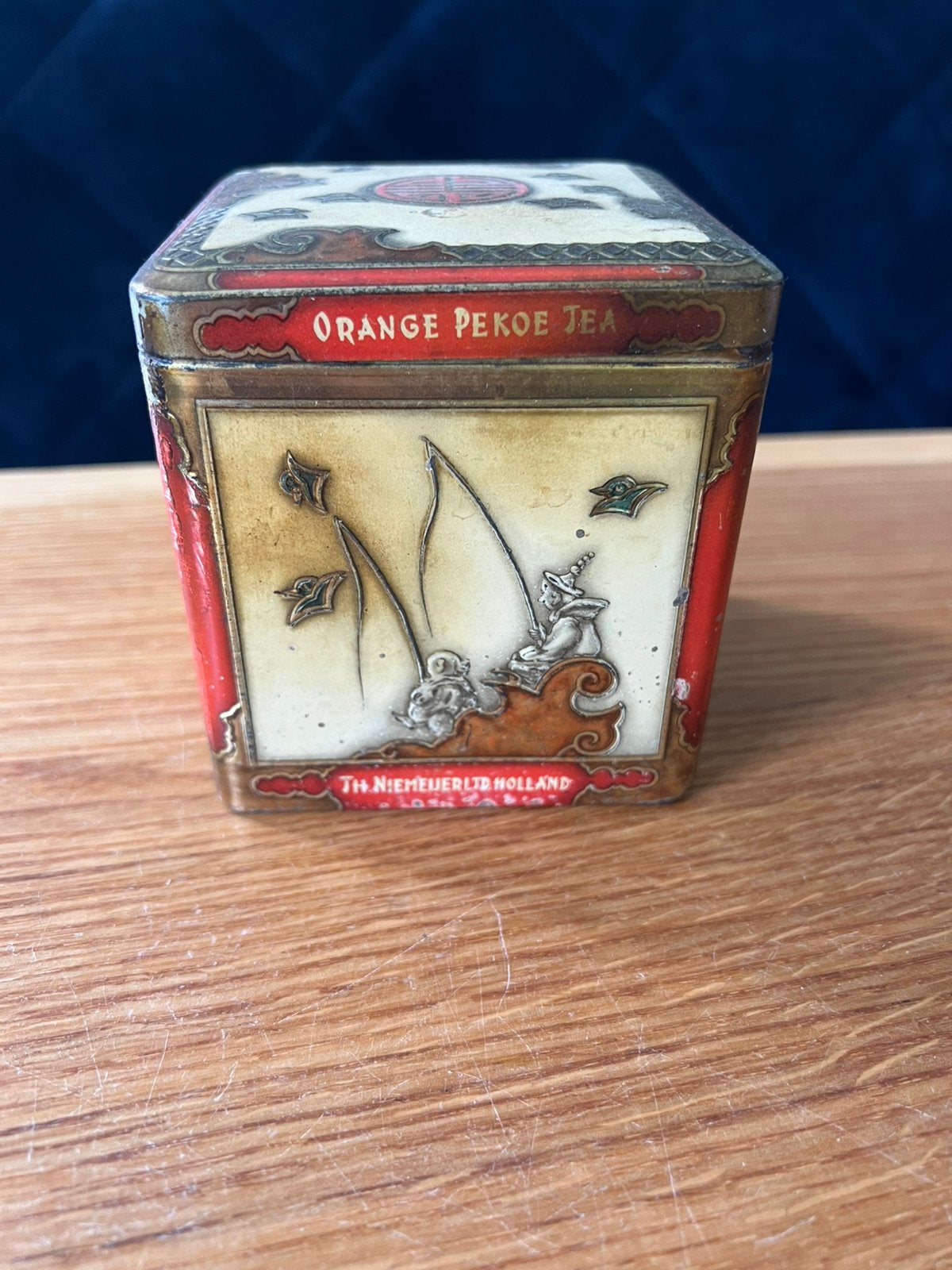 Antiek Niemeijer Koffie- en Theeblik Oranje Pecco, Verzamelen, Ophalen of Verzenden, Gebruikt, Koffie