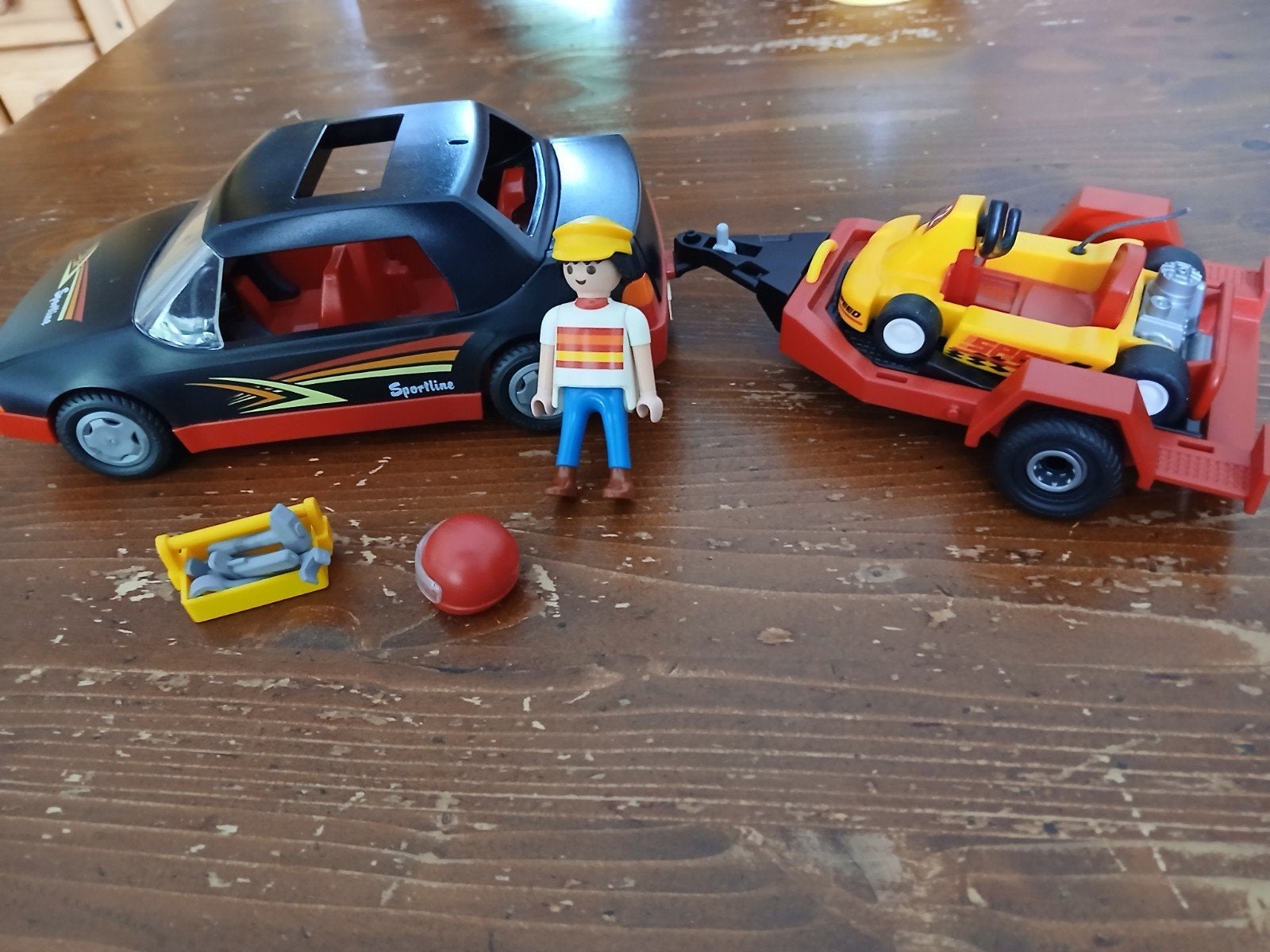playmobil auto met aanhanger met kart, Ophalen of Verzenden, Gebruikt
