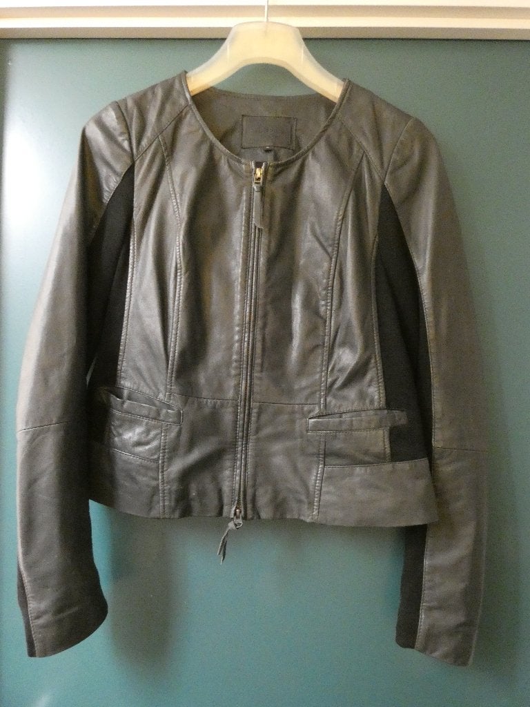 Antraciet leren jasje Claudia Strater, Kleding | Dames, Maat 38/40 (M), Ophalen of Verzenden, Zo goed als nieuw, Grijs