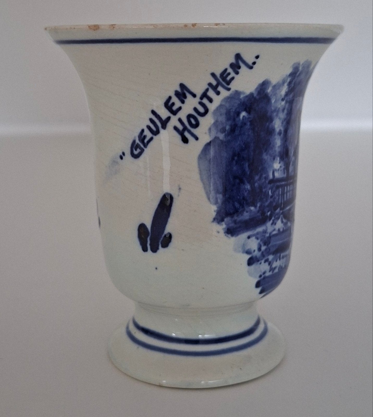Antiek Souvenir Vaasje Geulem Houthem Delfts Blauw, Ophalen of Verzenden
