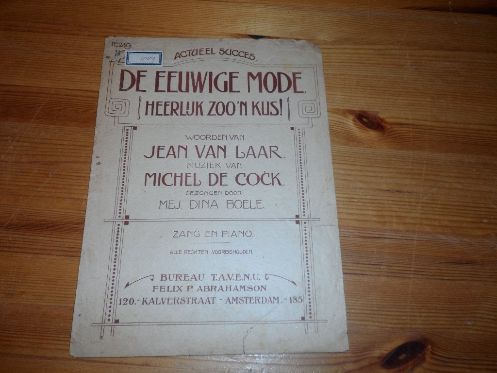 De eeuwige mode - jean van laar / michel de cock, Piano, Gebruikt, Ophalen of Verzenden, Artiest of Componist