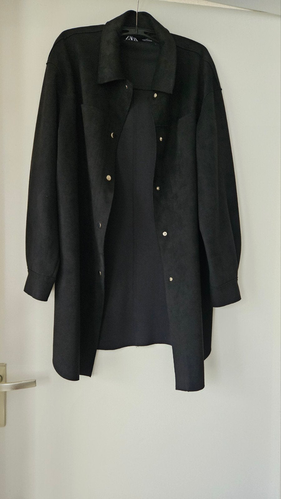 Zara Zwarte Oversized Suède Look Blouse/Jasje. Maat S., Ophalen of Verzenden, Zo goed als nieuw, Maat 36 (S), Zara