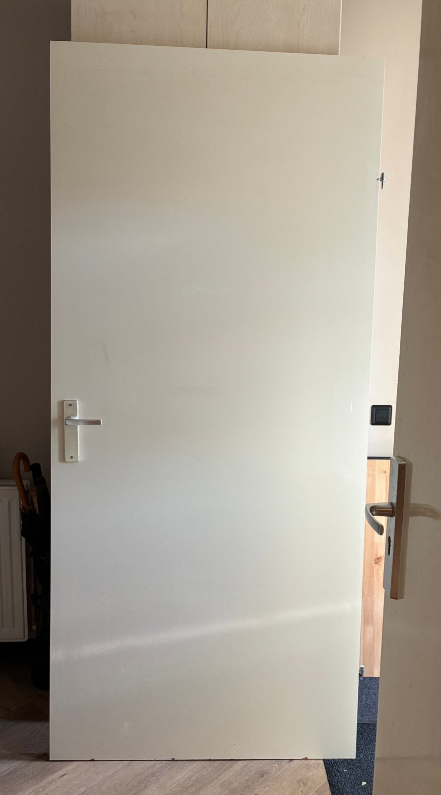 Witte opdekdeur 93x 211,5 rechtsdraaiend, Doe-het-zelf en Verbouw, Deuren en Horren, Ophalen, Gebruikt, 80 tot 100 cm, Binnendeur