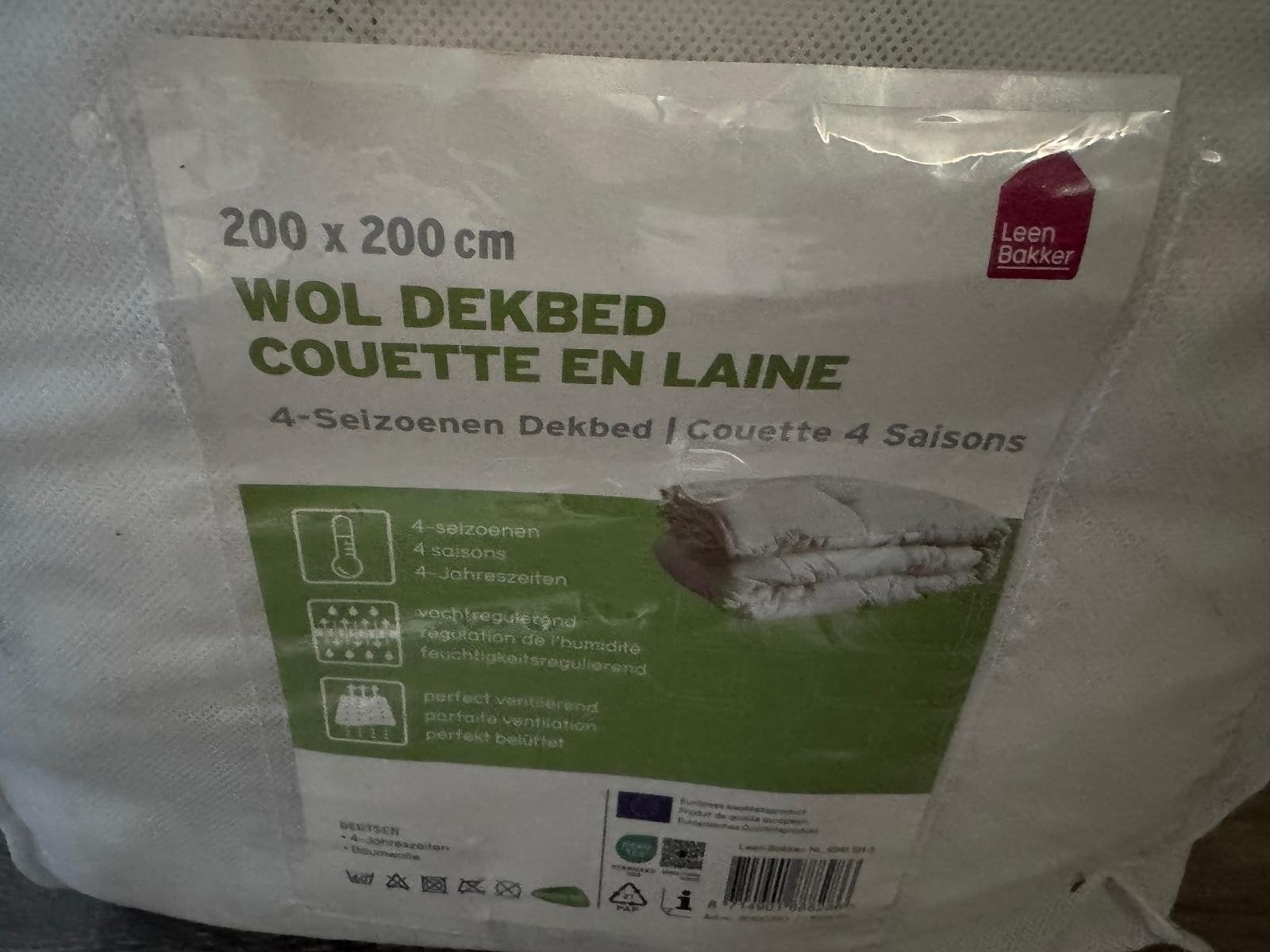 Leen Bakker 4-seizoenen wollen dek 200 x 200bed 200x200 cm, Ademend, Wit, Ophalen of Verzenden, Deken of Dekbed