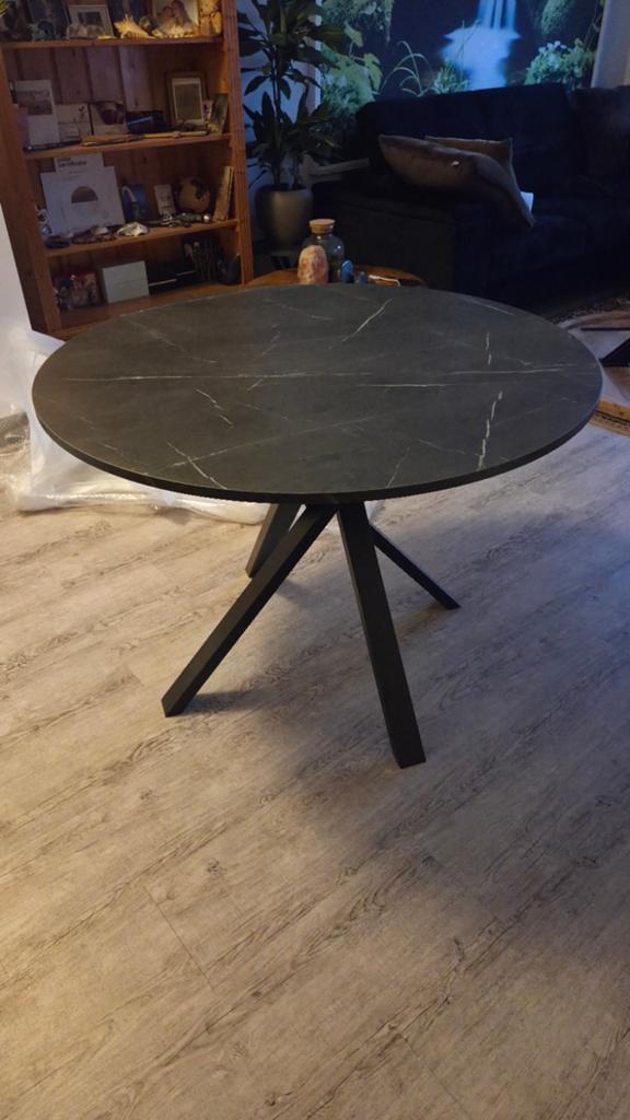 Ronde eettafel, 105 cm., Rond, Ophalen of Verzenden, Zo goed als nieuw, Marmer look