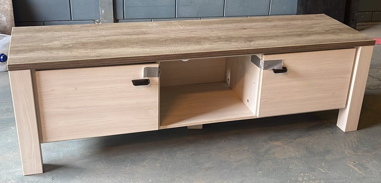 Leen Bakker tv-meubel wit eikenkleur - 170x52x50 cm, Ophalen, 150 tot 200 cm, Zo goed als nieuw, Minder dan 100 cm