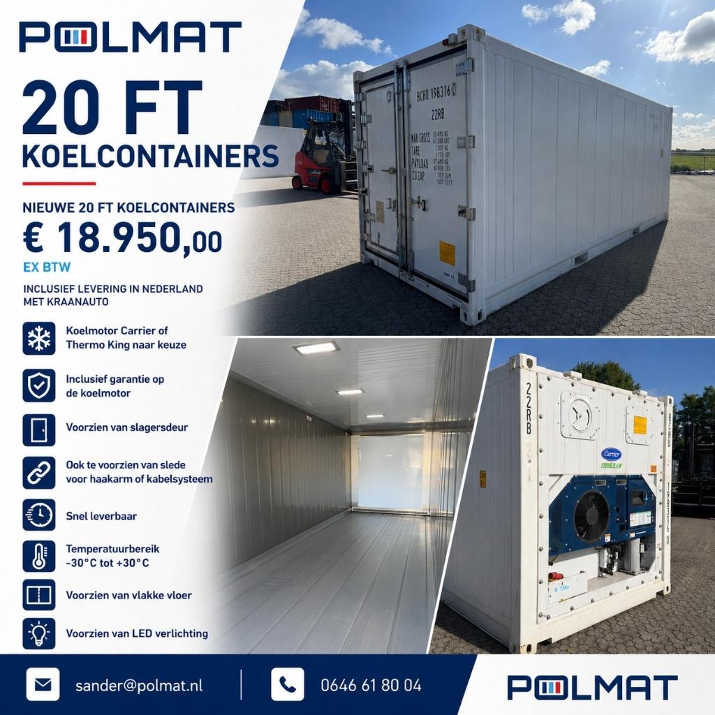 Koelcontainer 20 FT Reefer -30/+30 kabel haakarm mogelijk, Ophalen