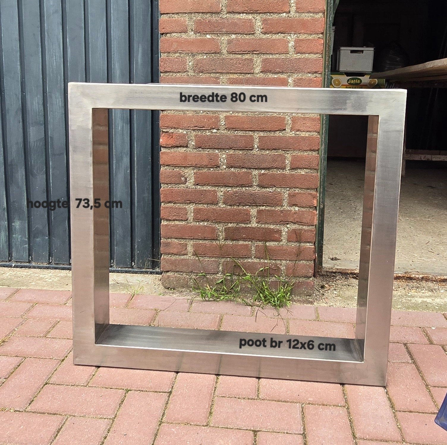 Roestvrij stalen tafelpoot, U-vorm, 73,5x80 cm, Huis en Inrichting, Tafelonderdelen, Ophalen, Tafelpoot, Gebruikt, 50 tot 100 cm