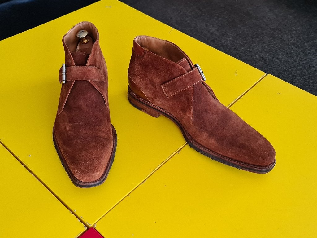 Magnanni suede half hoog met Gesp en bruine kleur maat 45, Kleding | Heren, Schoenen, Bruin, Verzenden, Magnanni, Gespschoenen