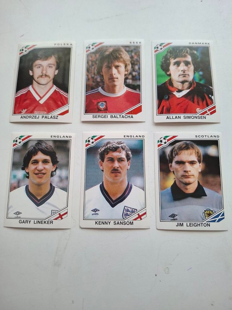 6 Panini voetbalplaatjes Mexico 86, Verzamelen, Ophalen of Verzenden, Zo goed als nieuw, Buitenlandse clubs, Poster, Plaatje of Sticker