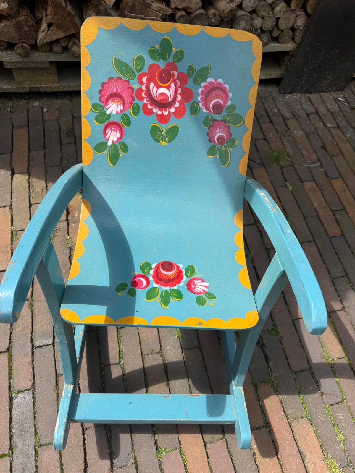 Schommelstoel, Ophalen, Zo goed als nieuw, Wit, Eén