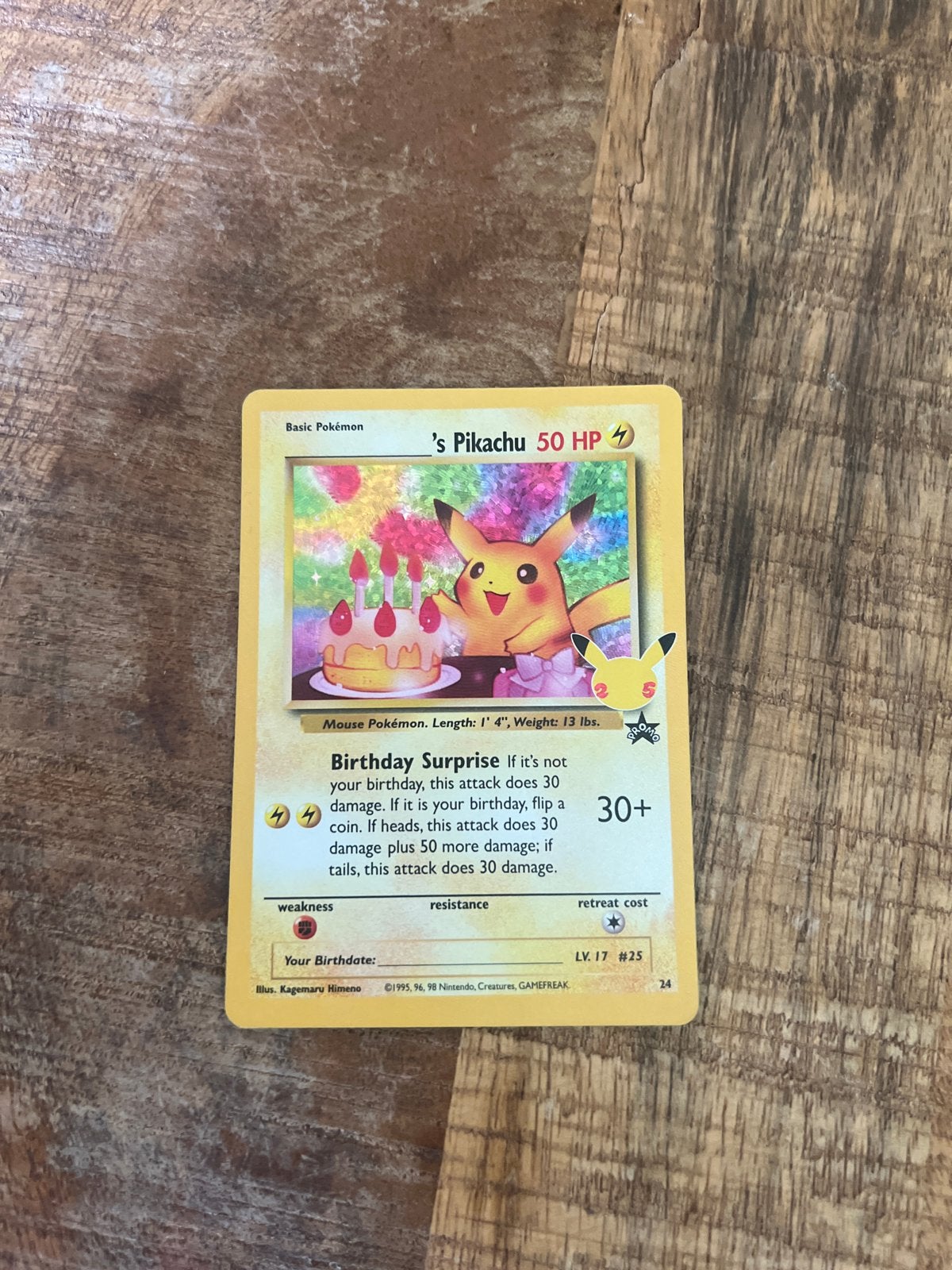 Pikachu Birthday Surprise Pokémon kaart (Wizards Black Star), Ophalen of Verzenden, Zo goed als nieuw, Losse kaart
