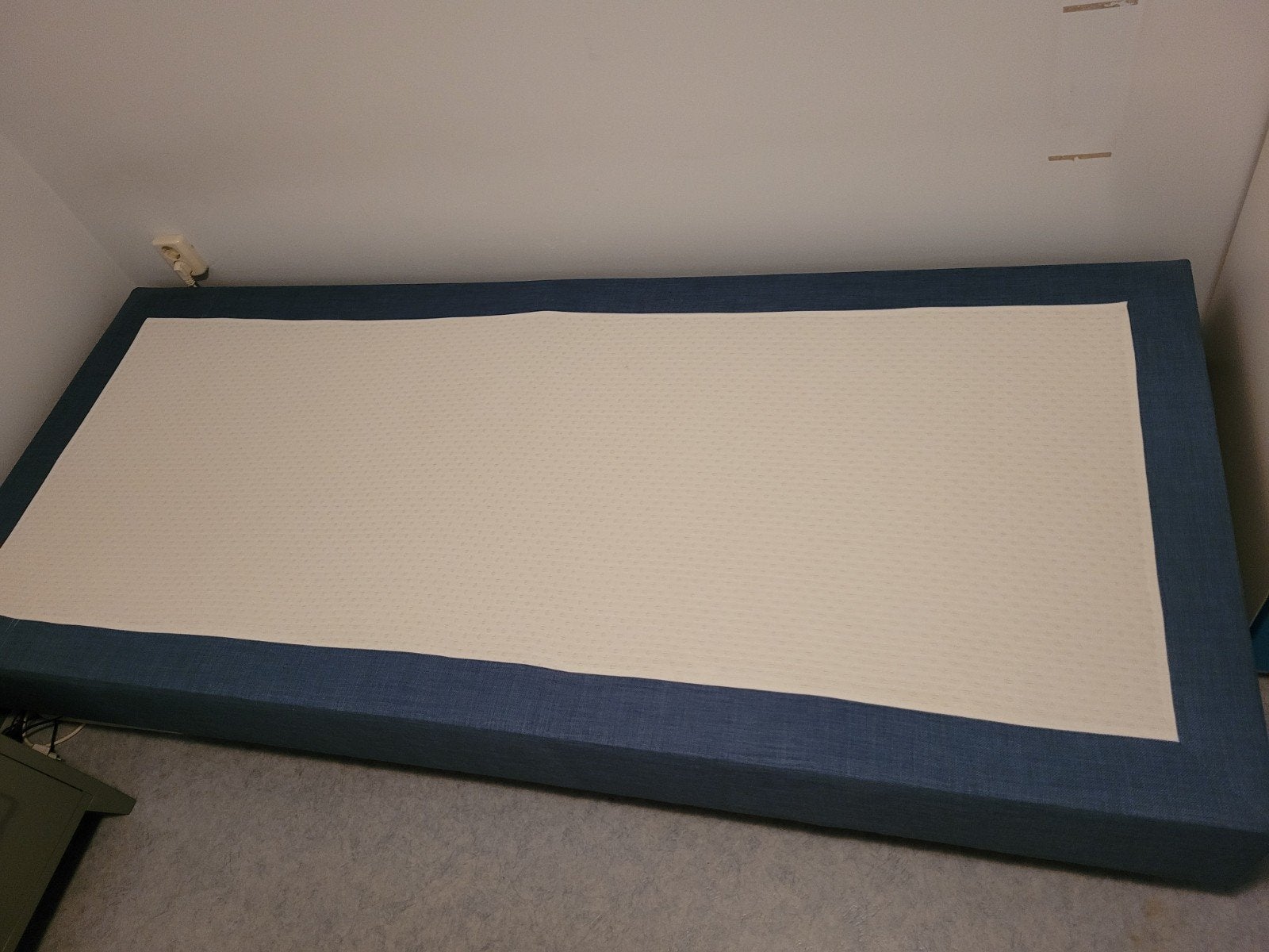 Eenpersoons boxspring 90x210 cm - Blauw, Huis en Inrichting, Slaapkamer | Bedden, Ophalen, Gebruikt, 90 cm, Eenpersoons