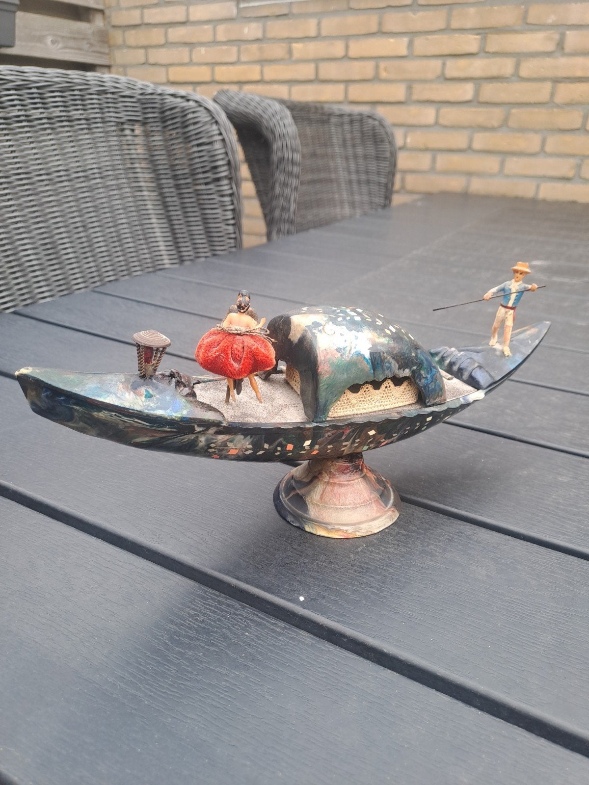prachtige Vintage muziekdoos gondel Venetië met dansend paar, Ophalen