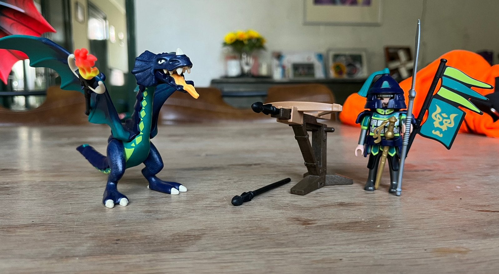 Blauwe playmobil draak met krijger 5484, Kinderen en Baby's, Complete set, Overige typen, Ophalen of Verzenden, Zo goed als nieuw