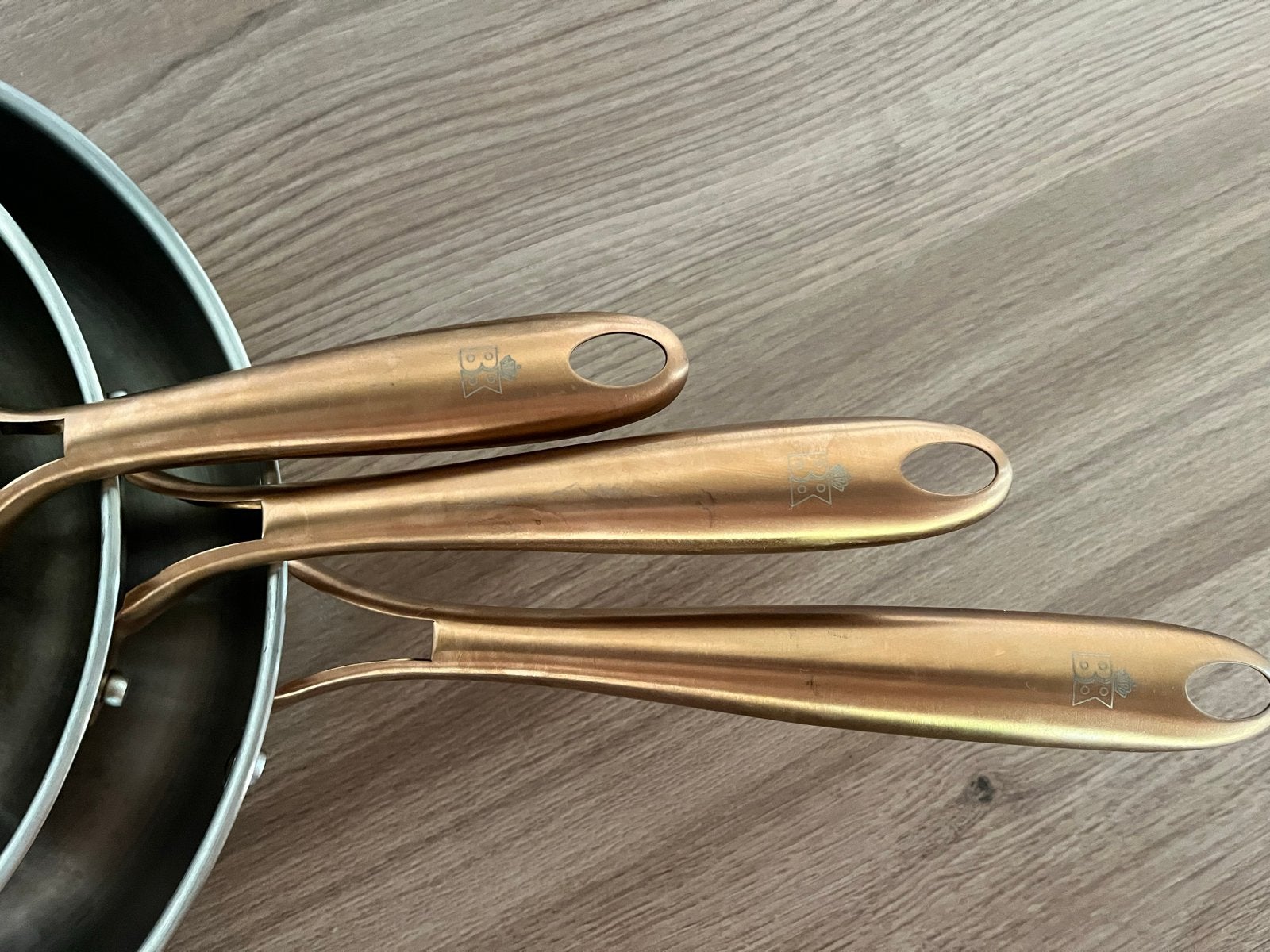 BK Rose 3-delige pannenset RVS 20cm + 24cm + 28cm, Ophalen, BK, Pannenset, Zo goed als nieuw