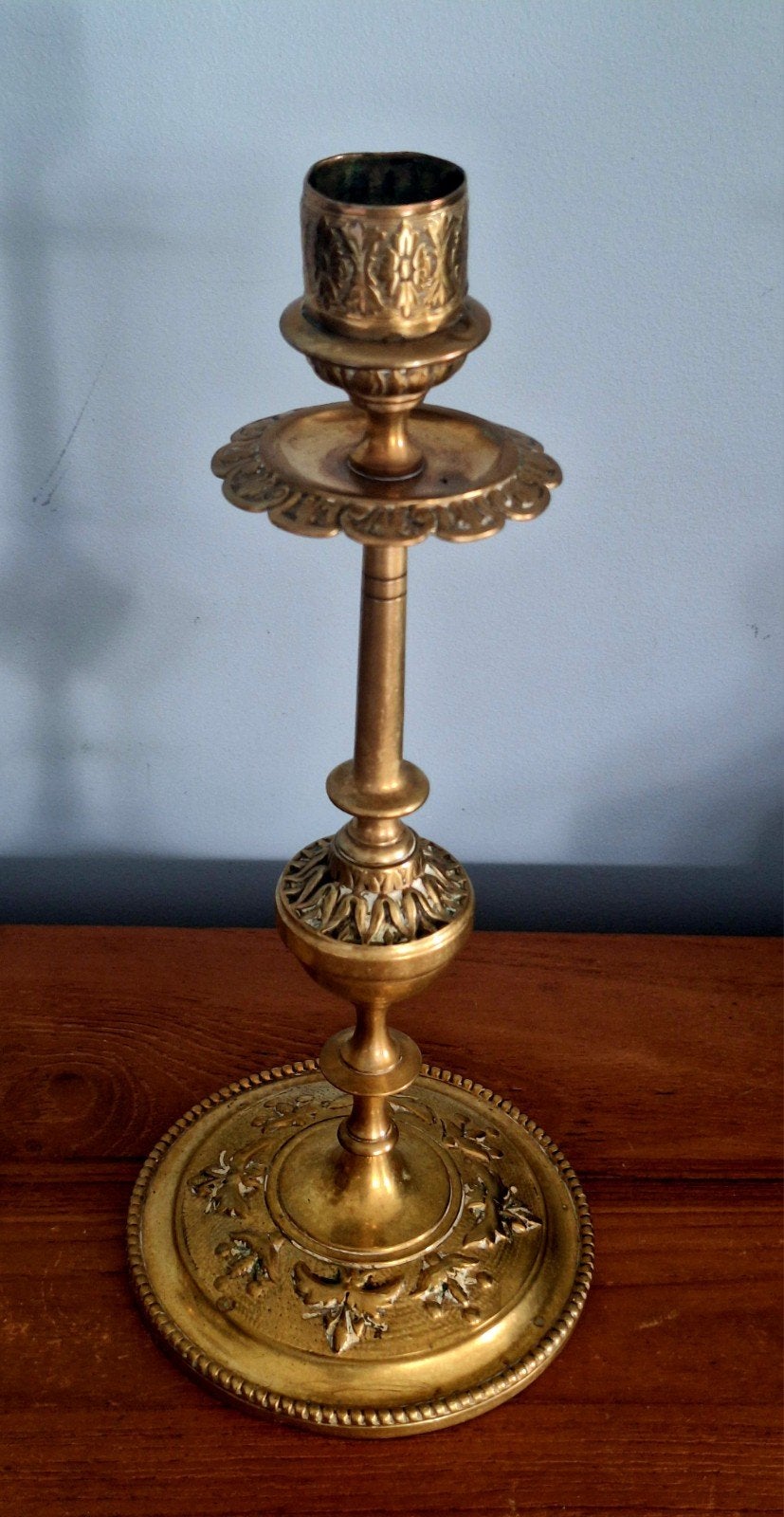 Antieke Koperen Kandelaars  Frankrijk 19e eeuw, Antiek en Kunst, Ophalen of Verzenden, Koper of Brons