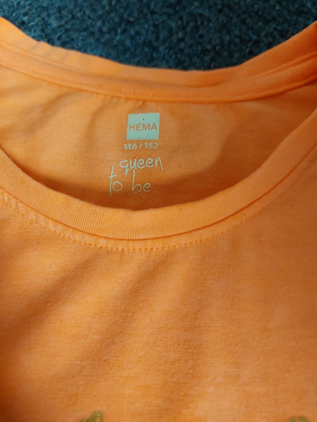 Oranje HEMA jurk 'queen to be' maat 146/152, Ophalen, Gebruikt, Meisje, HEMA