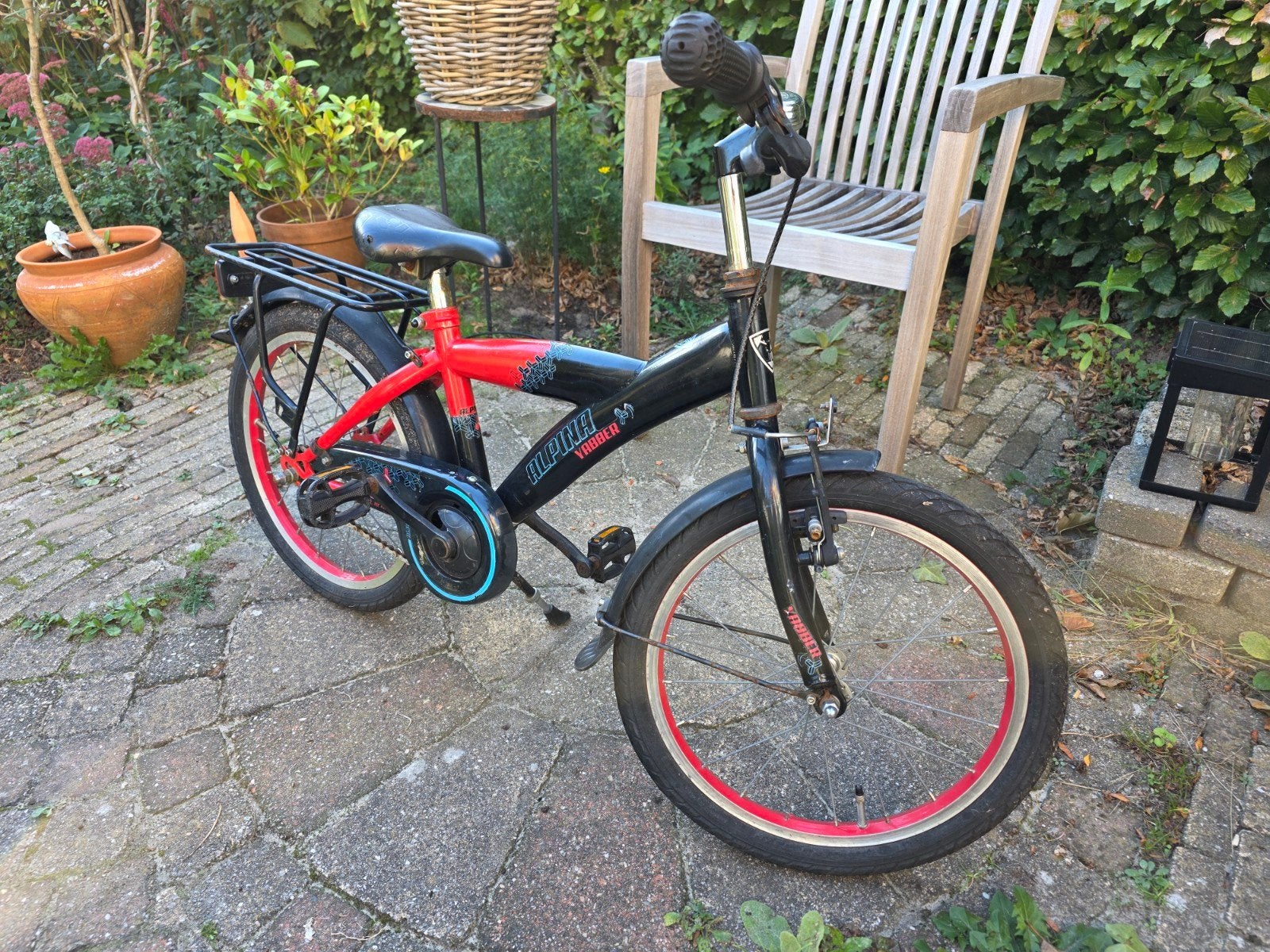 Alpina kinderfiets 18 inch - Zwart/Rood, Ophalen, Gebruikt, Terugtraprem, Alpina