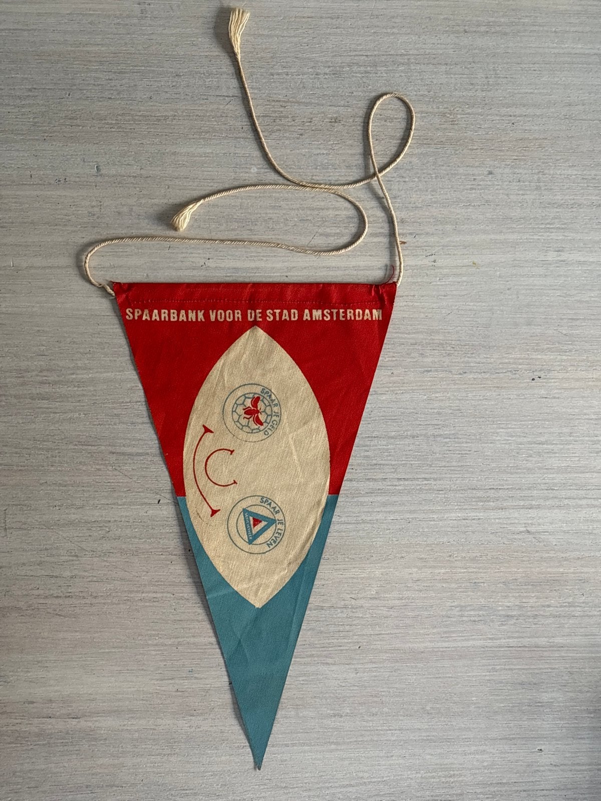 Vintage Wimpel Spaarbank voor de Stad Amsterdam, Ophalen of Verzenden, Gebruikt