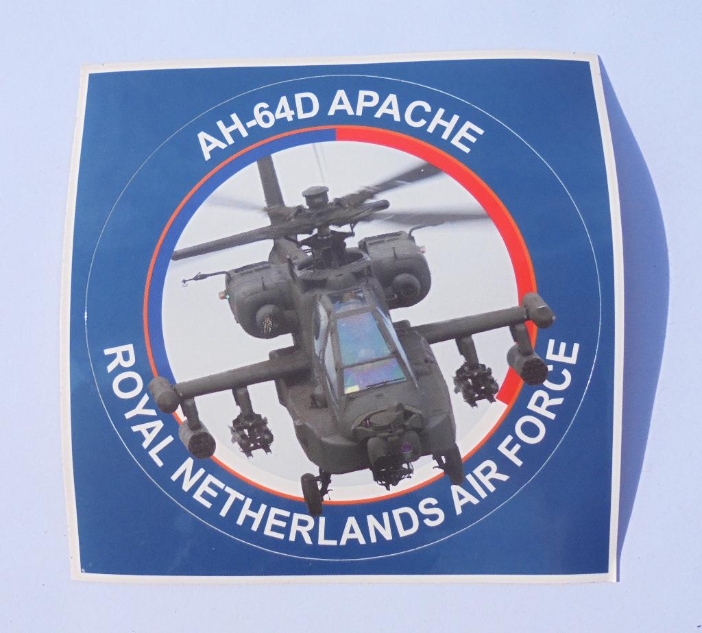Sticker APACHE gevechtshelikopter AH-64D, 301 squadron RNLAF, Verzamelen, Militaria | Algemeen, Ophalen of Verzenden, Luchtmacht