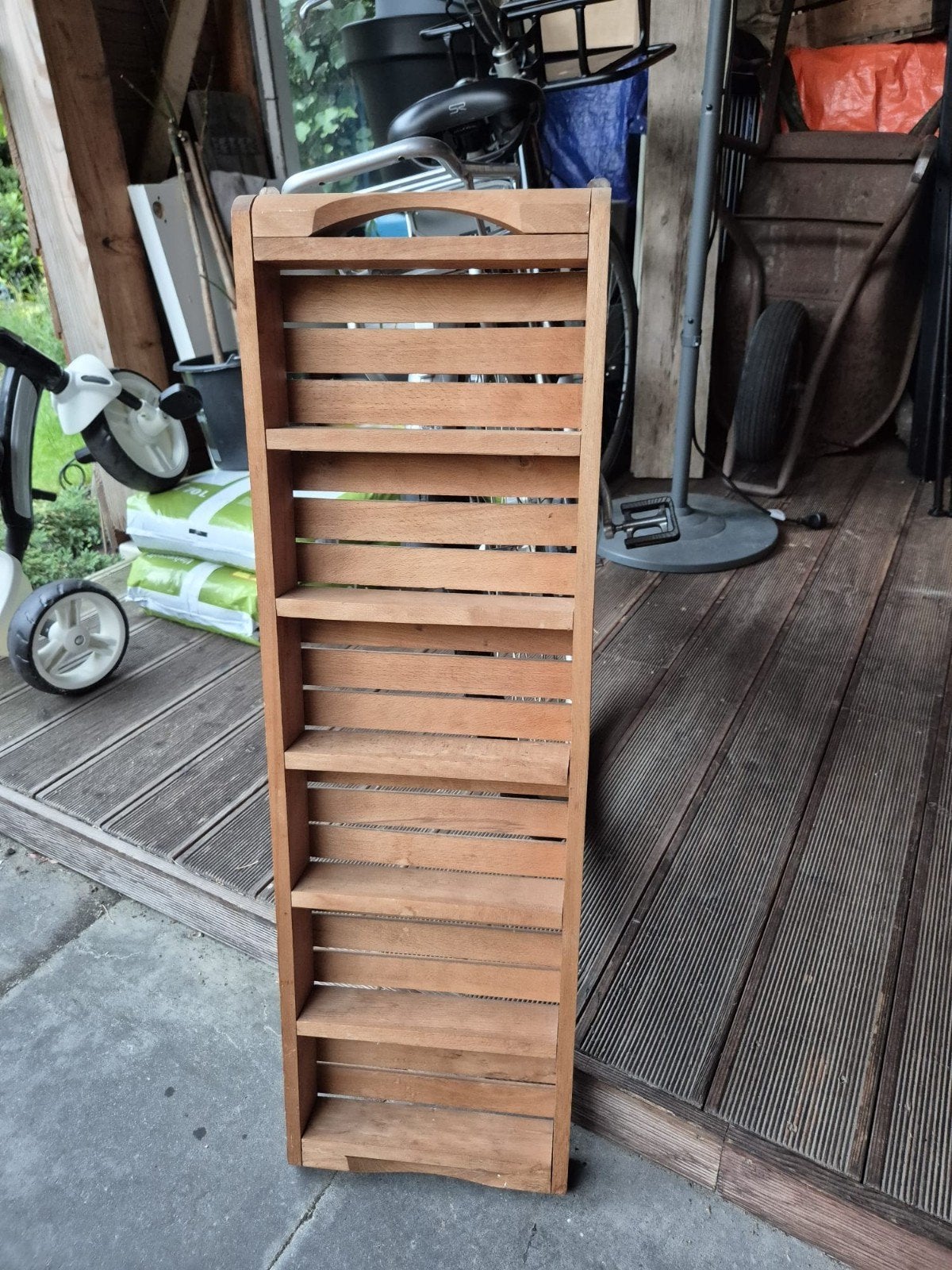 Houten kruidenrek / smalle boekenkast, Ophalen, Met plank(en), Minder dan 50 cm, Gebruikt