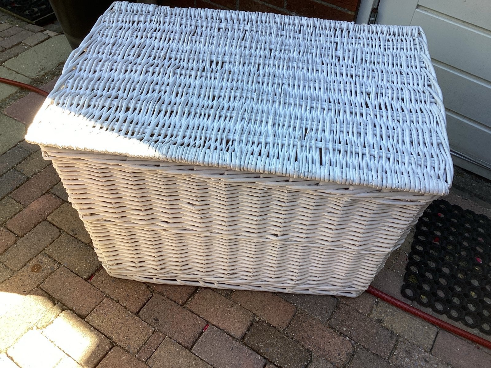Witte rieten opbergkist met voering - 70x46x46 cm, Ophalen, Minder dan 50 cm, Gebruikt, 50 tot 100 cm