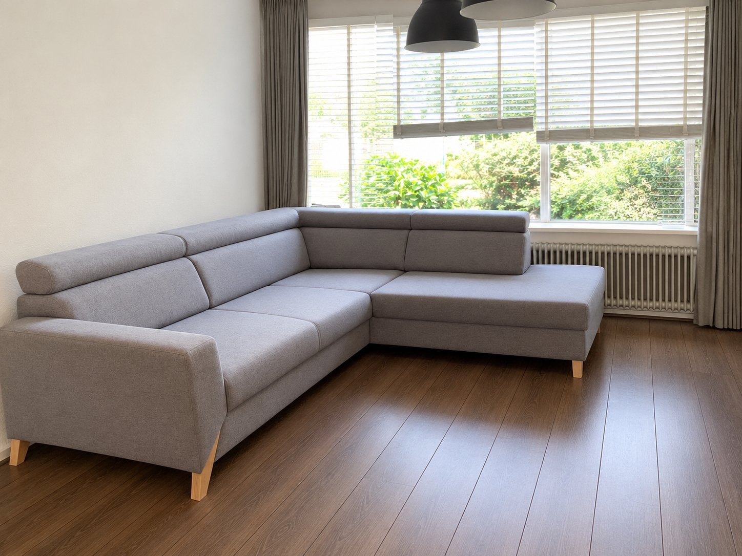 Grijze uitschuifbare bank - 2.6m x 2m, Ophalen, Gebruikt, Stof