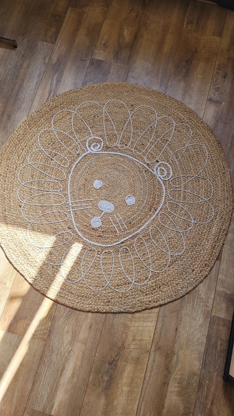 Juten vloerkleed met leeuwenkop - Rond, Ophalen, Gebruikt