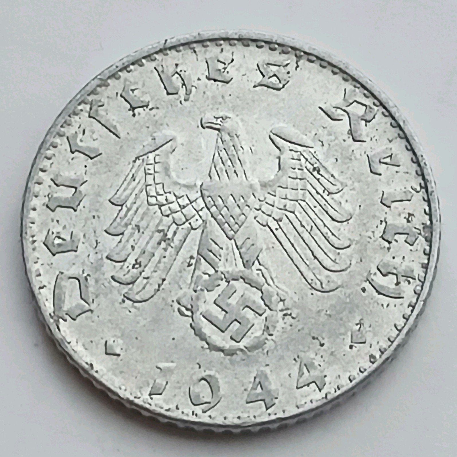50 Reichspfennig 1944B Nazi Duitsland Oude Munt WO2 Swastika, Ophalen of Verzenden