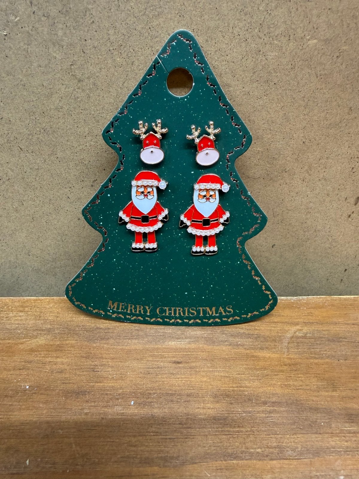 Leuke Kerst Oorbellen Set: Rendier & Kerstman, Overige materialen, Nieuw, Ophalen of Verzenden, Knopjes of Stekers