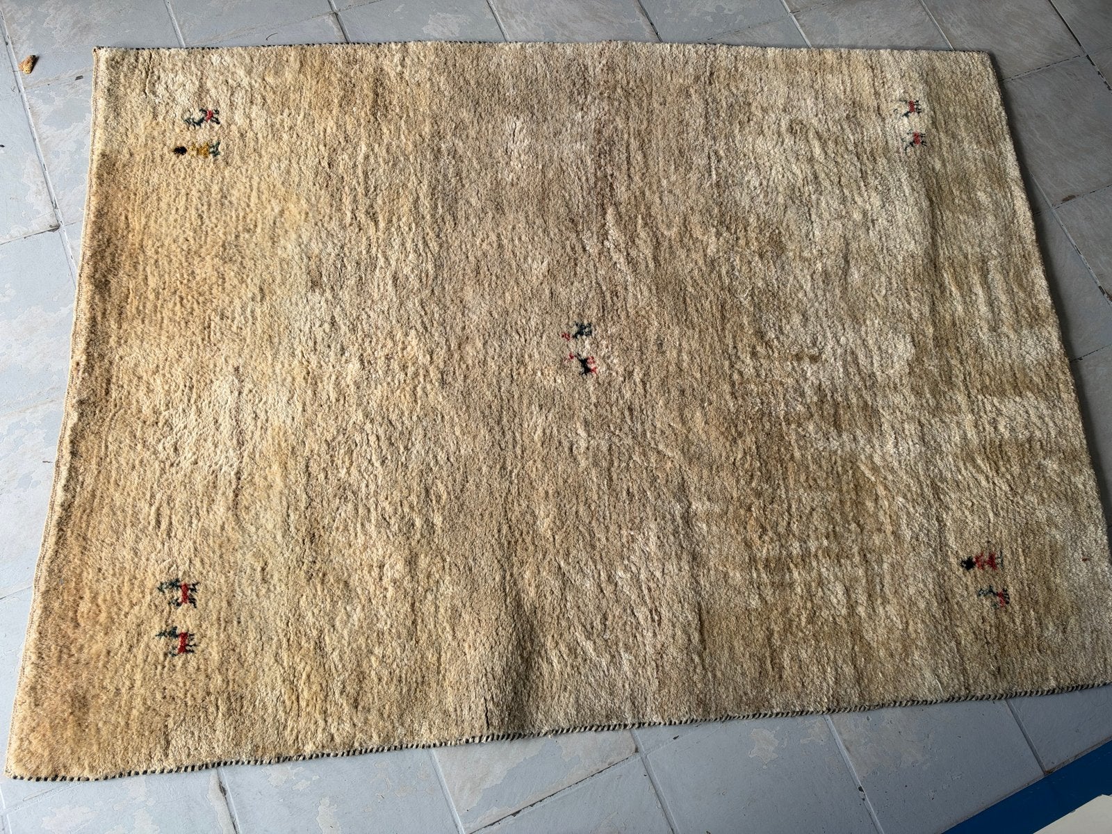 Handgeknoopt Berber vloerkleed - Beige met subtiele details, Ophalen, 100 tot 150 cm, Beige, Zo goed als nieuw