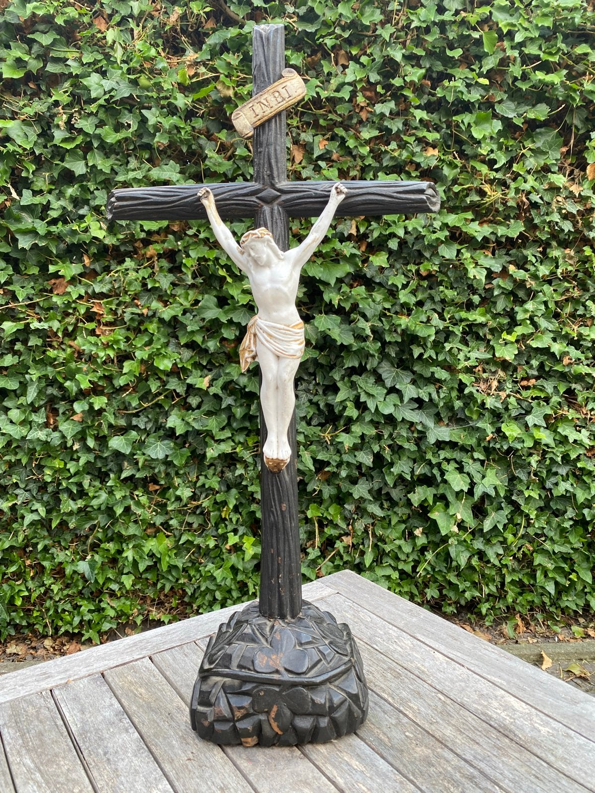 Antiek Kruisbeeld met Jezusfiguur - 59 cm hoog, Antiek en Kunst, Ophalen