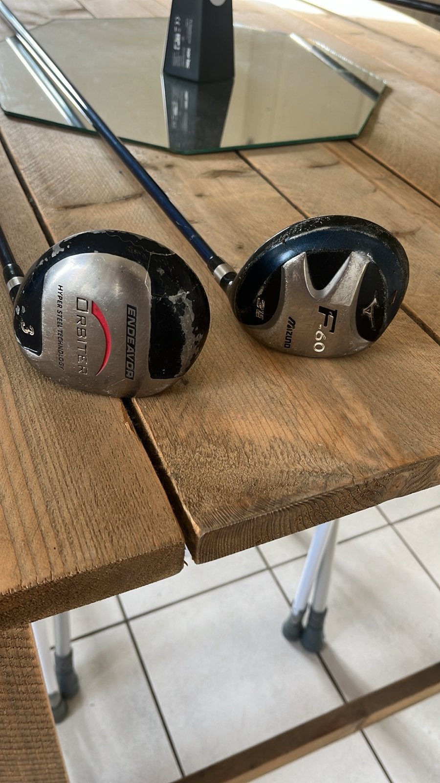 Gebruikte golfclubs: Mizuno F-60 en Orbiter Endeavor, Ophalen, Gebruikt, Club, Mizuno