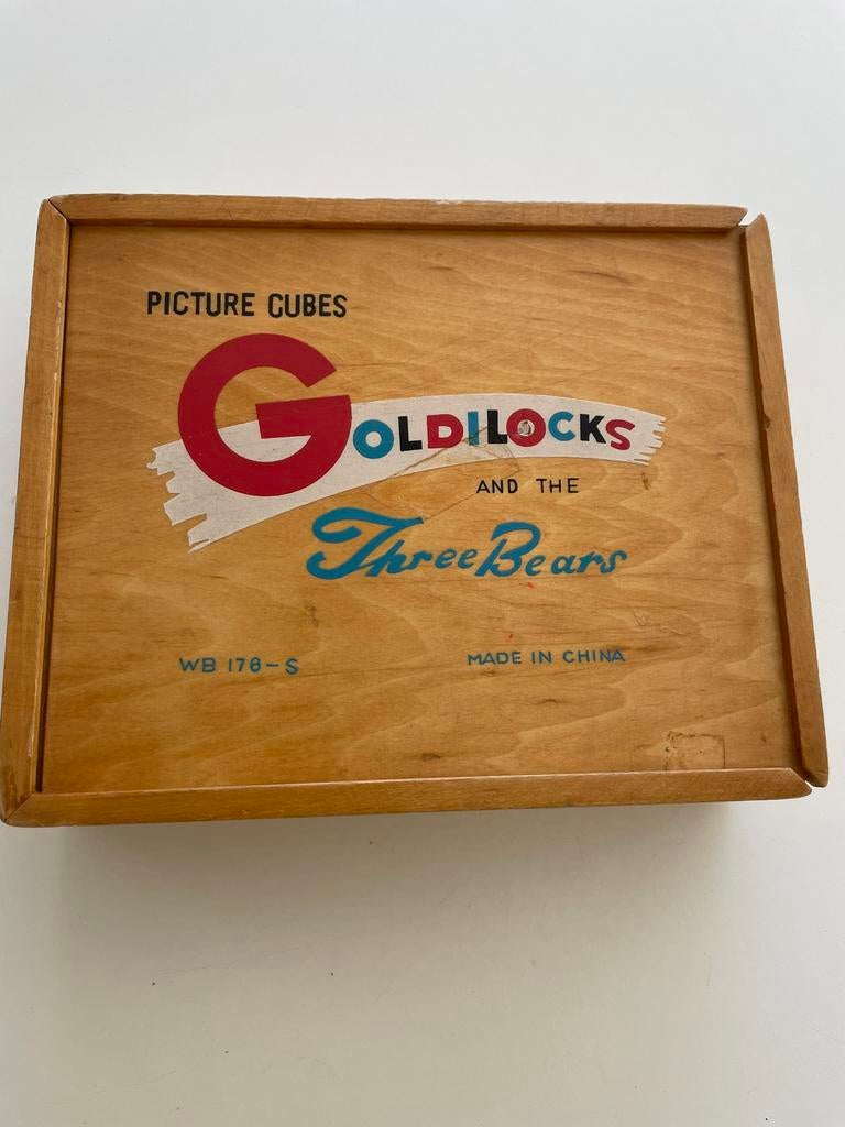 Oude houten blokkenpuzzel met 6 sprookjes, vintage, Antiek en Kunst, Antiek | Speelgoed, Ophalen of Verzenden