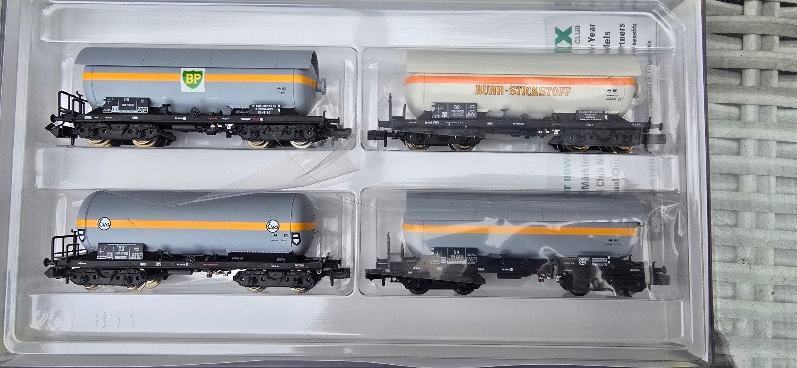 minitrix 15415 set 4 dlg drukgas ketelwagons top ovp, Ophalen of Verzenden, Gelijkstroom, Wagon, Trix