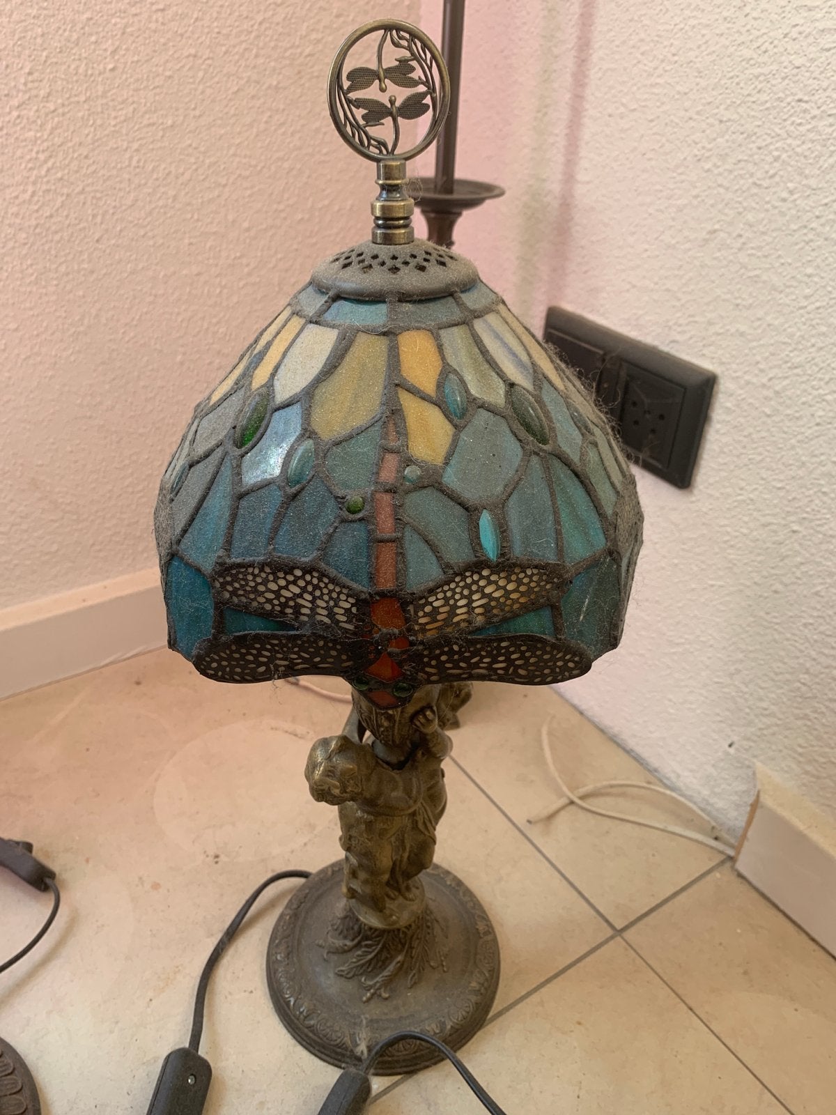 Tiffany Stijl Libelle Tafellamp - Vintage Look, Antiek en Kunst, Antiek | Lampen, Ophalen of Verzenden