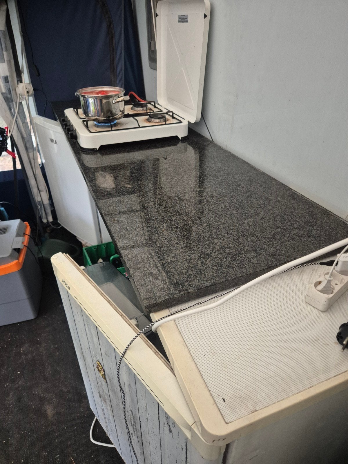 Granieten aanrechtblad voor buitenkeuken of caravan, Caravans en Kamperen, Ophalen, Gebruikt
