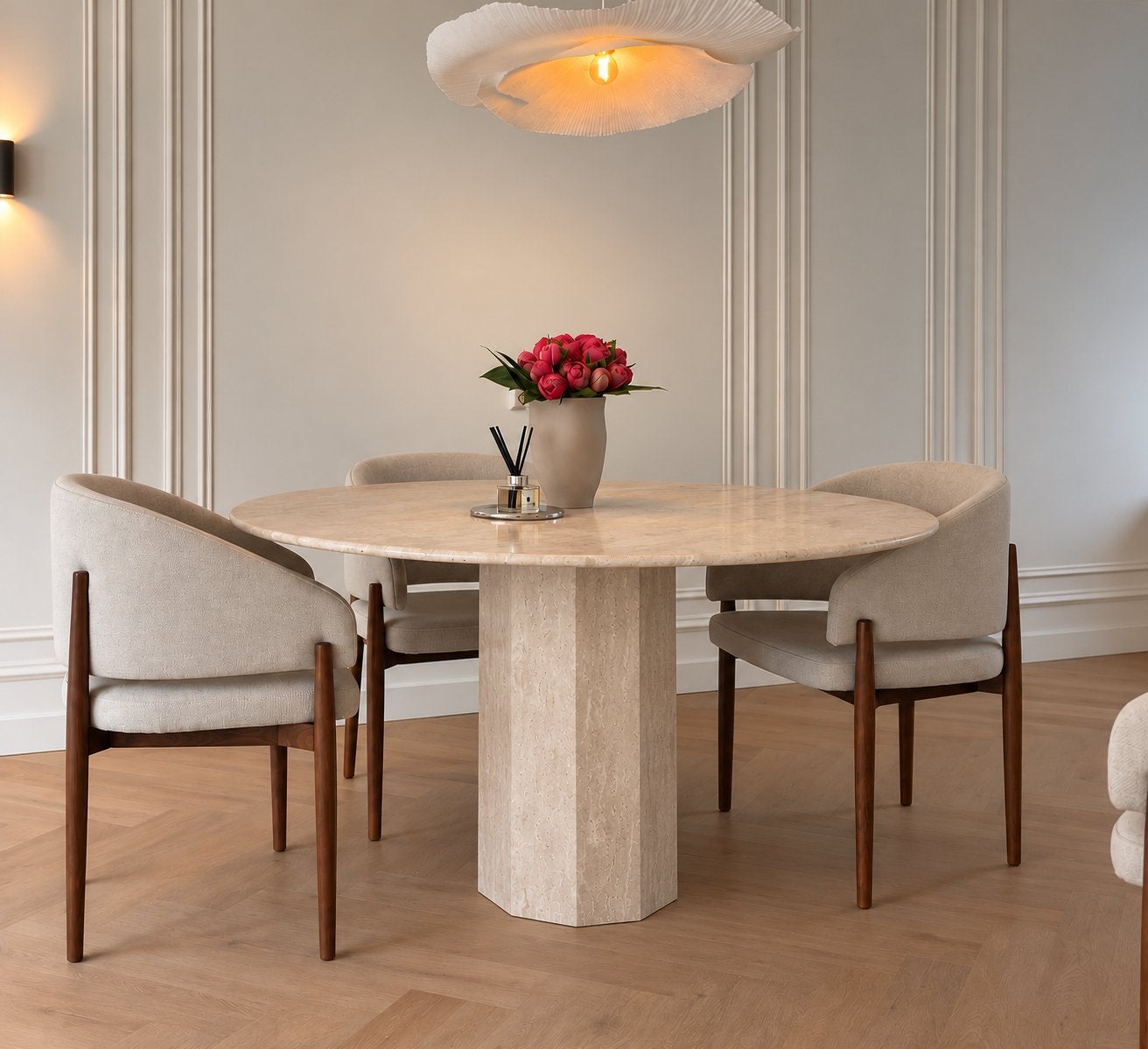 Travertin Eettafel 120 x 75 Nieuwprijs €1800, Huis en Inrichting, Ophalen, 100 tot 150 cm, 50 tot 100 cm, Zo goed als nieuw