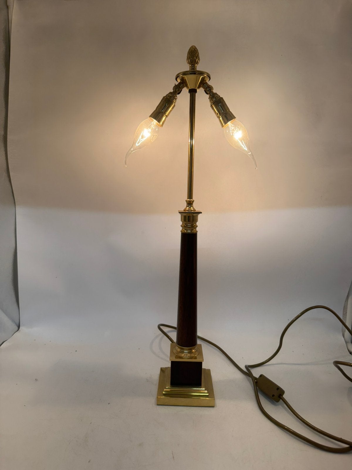 Vintage Hollywood Regency Zuillamp Messing & Hout, Ophalen of Verzenden, Huis en Inrichting