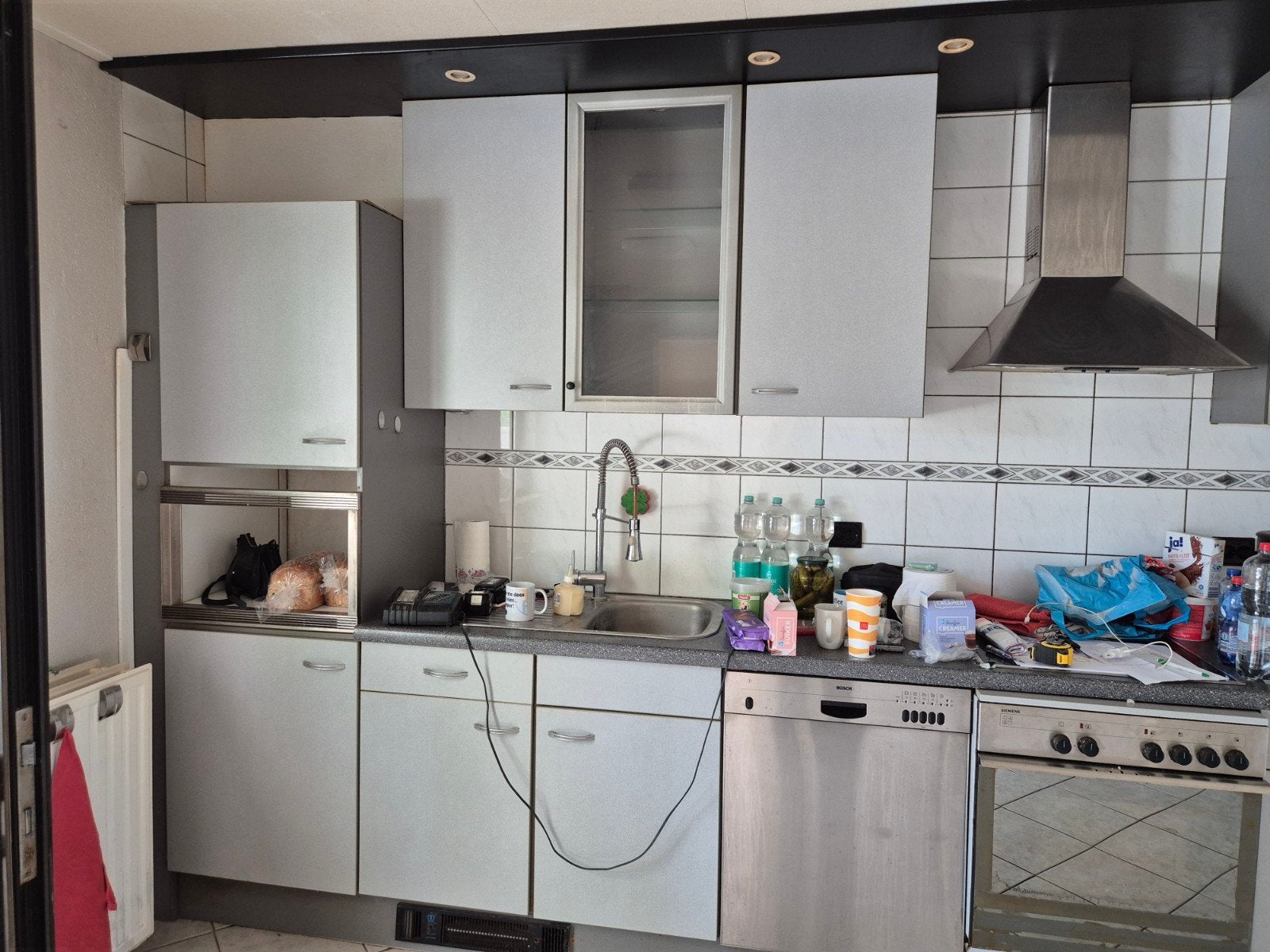 Gebruikte keuken met vaatwasser en inductie oven combinatie., Ophalen, Gebruikt, Hoekkeuken