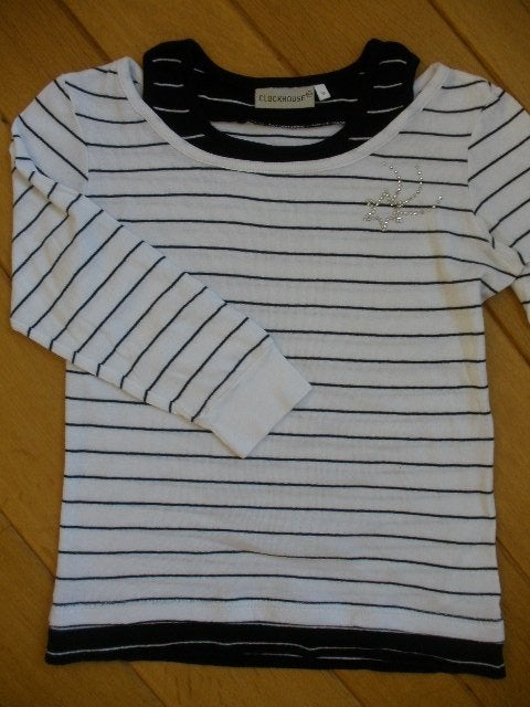 CLOCKHOUSE t- shirt wit zwarte streep maat 152, Meisje, Ophalen of Verzenden, Zo goed als nieuw, Shirt of Longsleeve