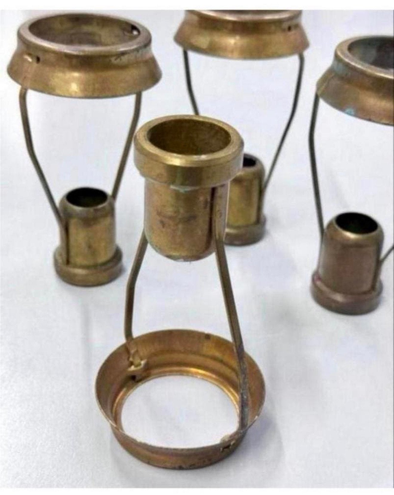4X antiek Curiosa Brocante candle kaars kandelaars carriers, Ophalen of Verzenden, Koper of Brons