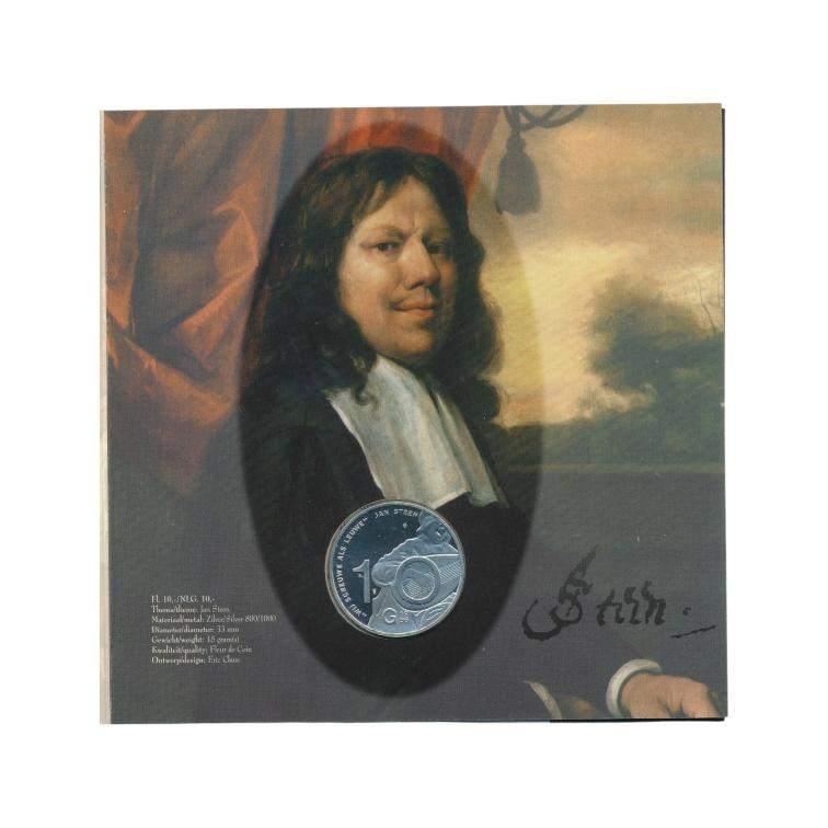 Nederland 10 gulden 1996 Jan Steen FDC in blister, Postzegels en Munten, Munten | Nederland, Setje, Koningin Beatrix, Zilver, Ophalen of Verzenden